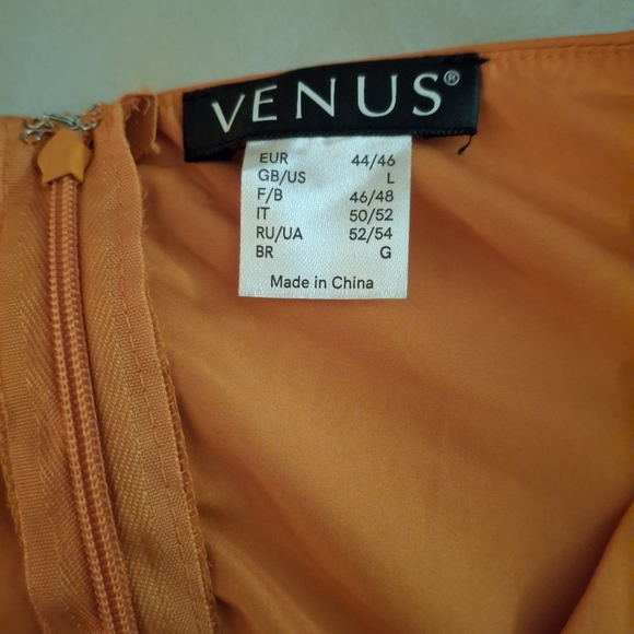 VENUS Women's Boho Orange Dress with Bell Sleeves - Picture 6 of 10
